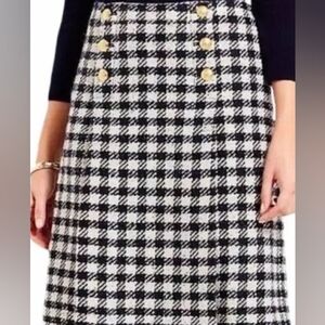 Talbots Black and Cream Houndstooth Wool ALine Skirt